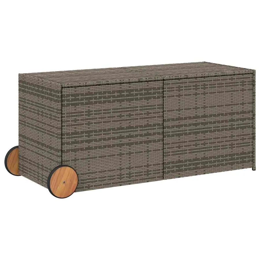Boîte de rangement de jardin et roues gris 283L résine tressée - 2