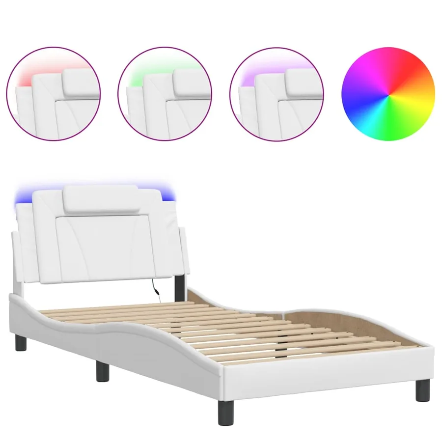 Cadre de lit Viana avec LED sans matelas blanc 100x200 cm - 2