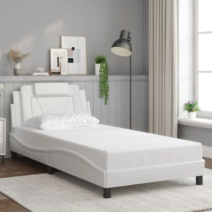 Cadre de lit Viana avec LED sans matelas blanc 100x200 cm - 4