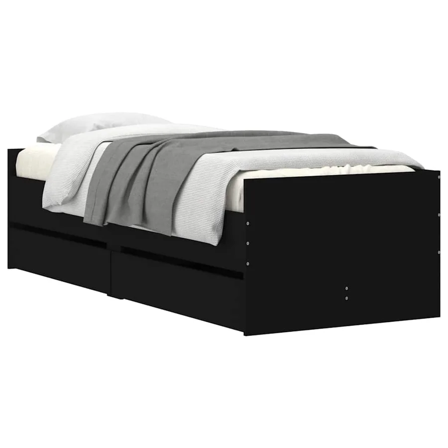 Cadre de lit avec tiroirs sans matelas noir 90x190 cm - 3