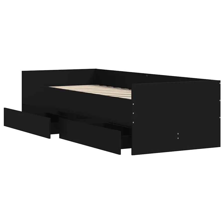 Cadre de lit avec tiroirs sans matelas noir 90x190 cm - 5