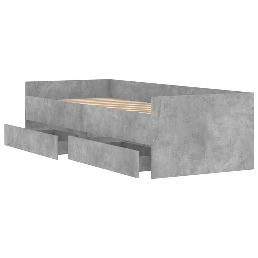 Cadre de lit avec tiroirs sans matelas gris béton 90x190 cm - 5