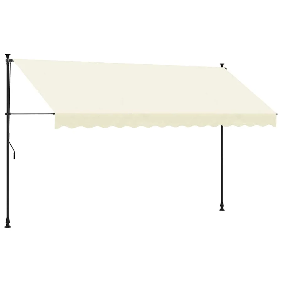 Auvent rétractable crème 350x150 m tissu et acier - 2
