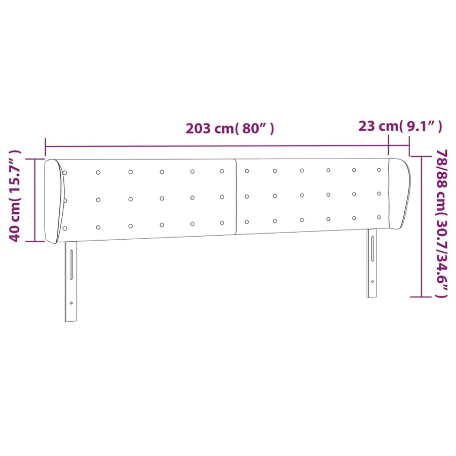 Tête de lit avec oreilles Blanc 203x23x78/88 cm Similicuir - 9