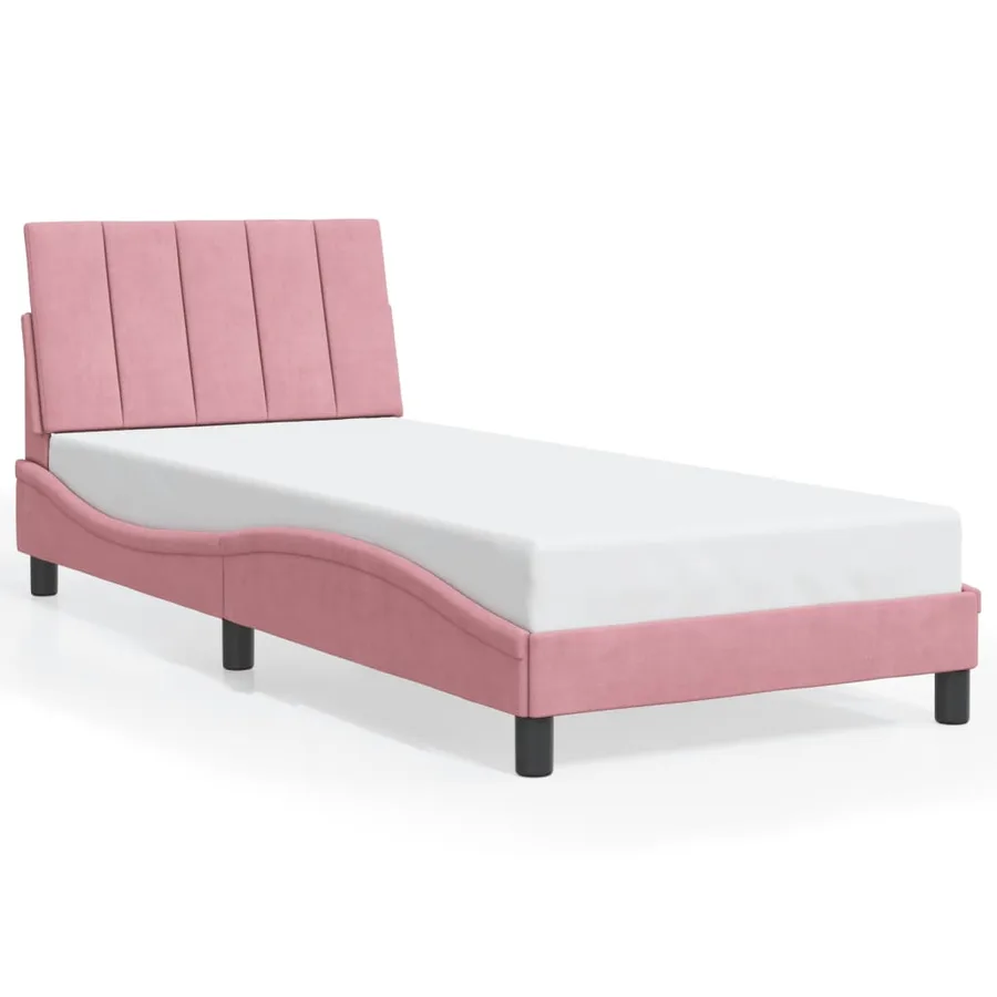 Cadre de lit avec LED sans matelas Hanko rose 90x190 cm velours - 5