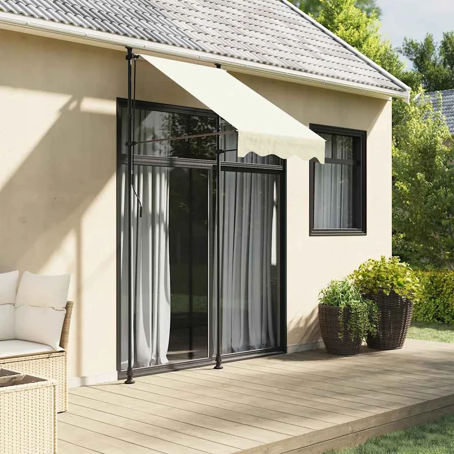 Auvent rétractable crème 100x150 m tissu et acier