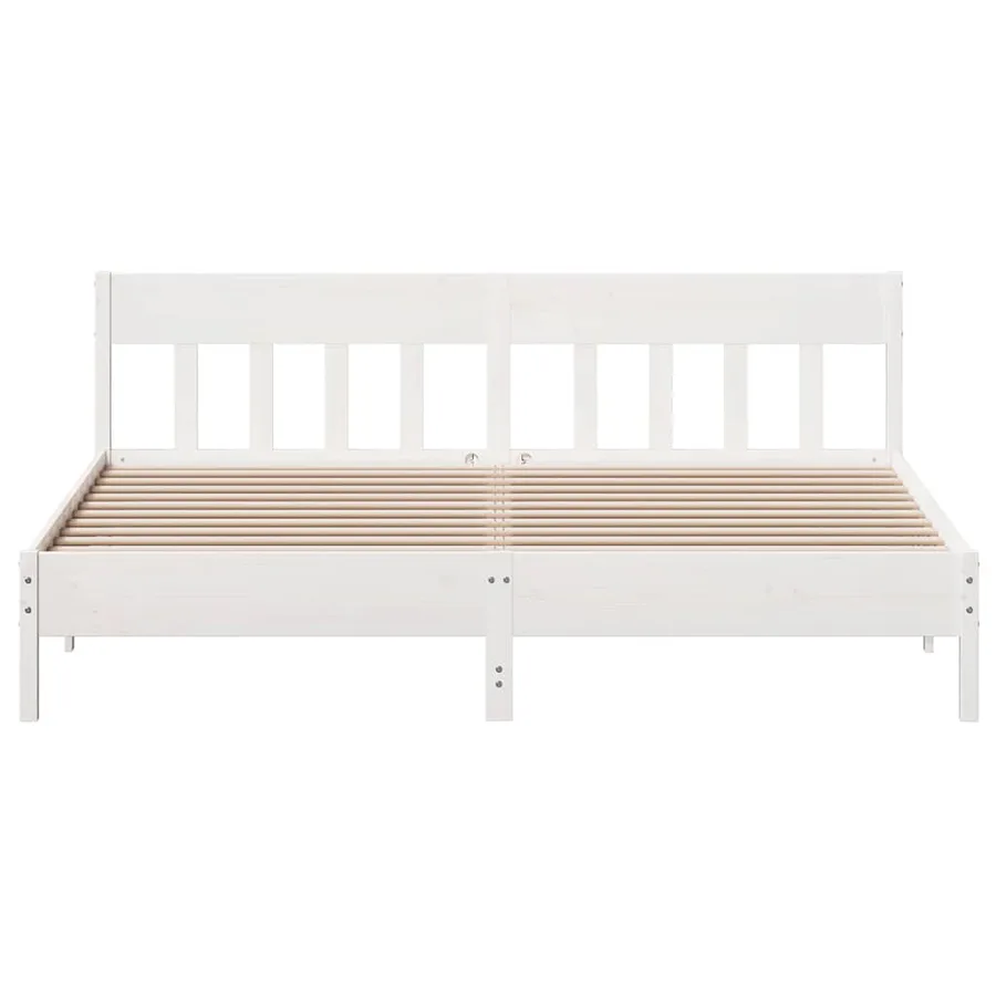 Cadre de lit sans matelas blanc 180x200 cm bois massif de pin - 4
