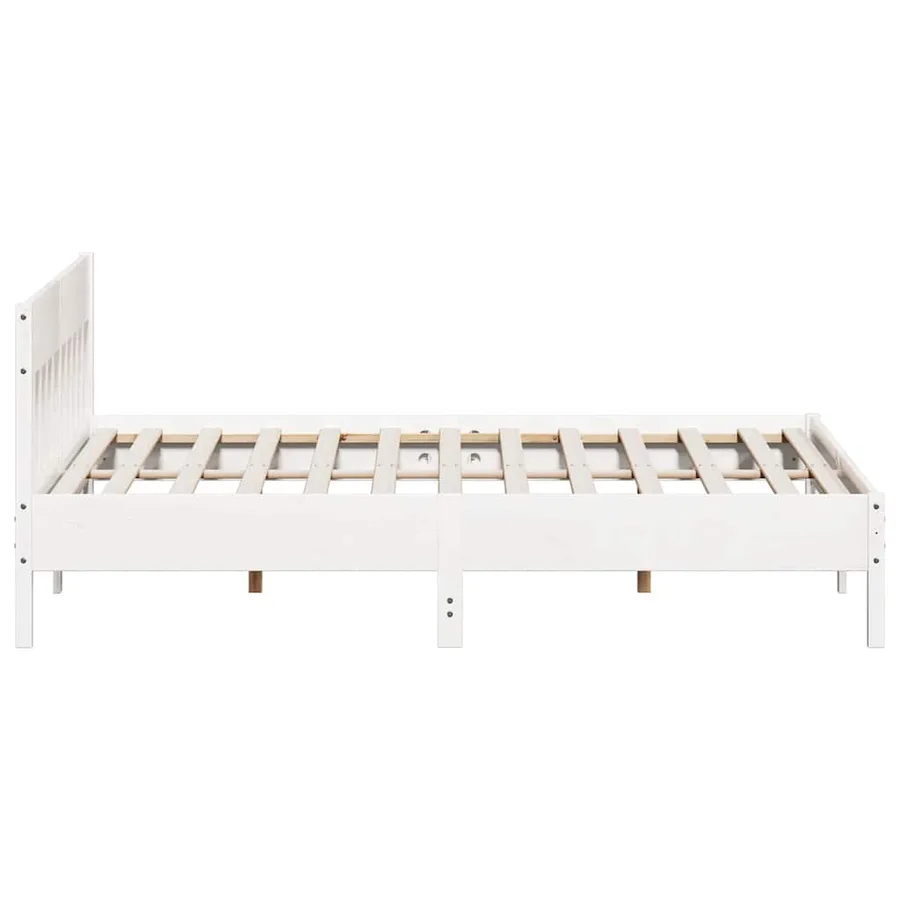Cadre de lit sans matelas blanc 180x200 cm bois massif de pin - 5
