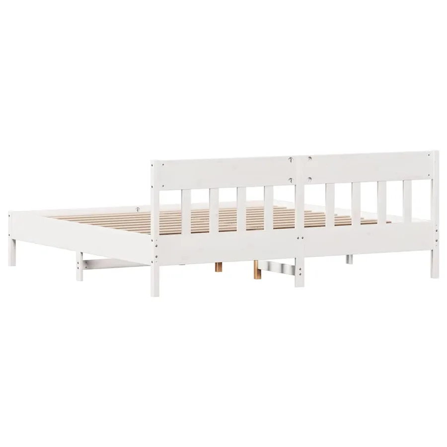 Cadre de lit sans matelas blanc 180x200 cm bois massif de pin - 6