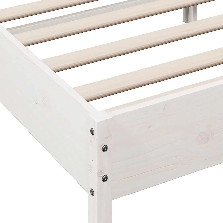 Cadre de lit sans matelas blanc 180x200 cm bois massif de pin - 7