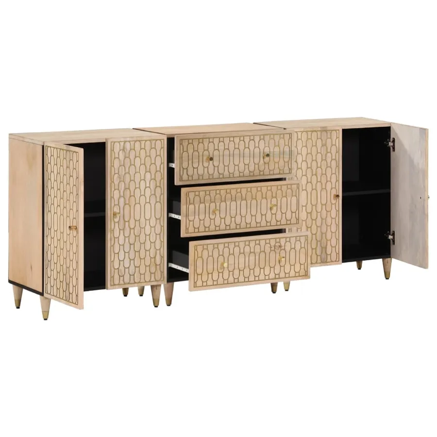 Armoires latérales 3 pcs 60x33x75 cm bois massif de manguier - 2