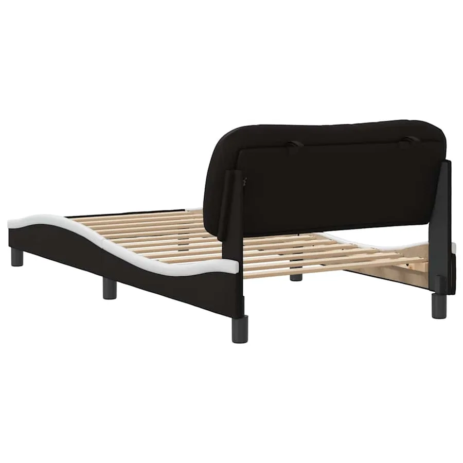 Cadre de lit sans matelas Hvar noir et blanc 100x200 cm similicuir - 6