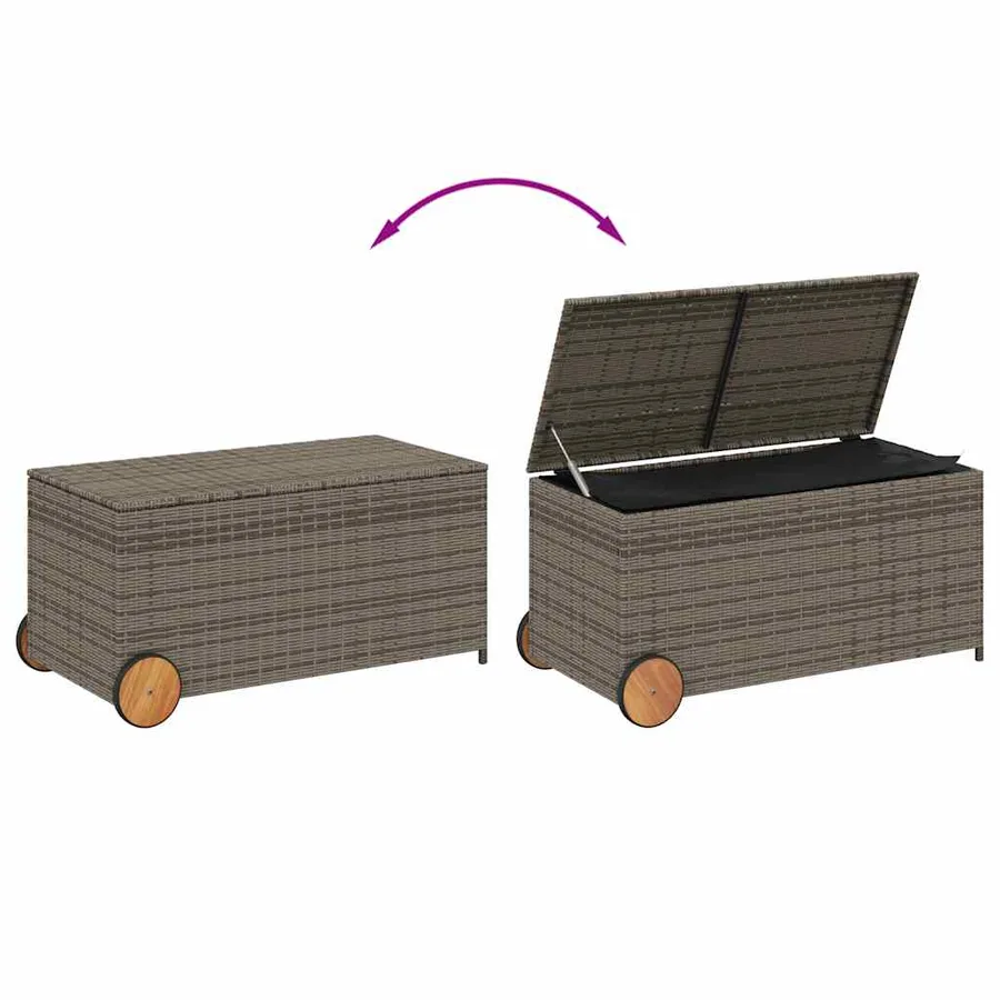 Boîte de rangement de jardin et roues gris 190L résine tressée - 7