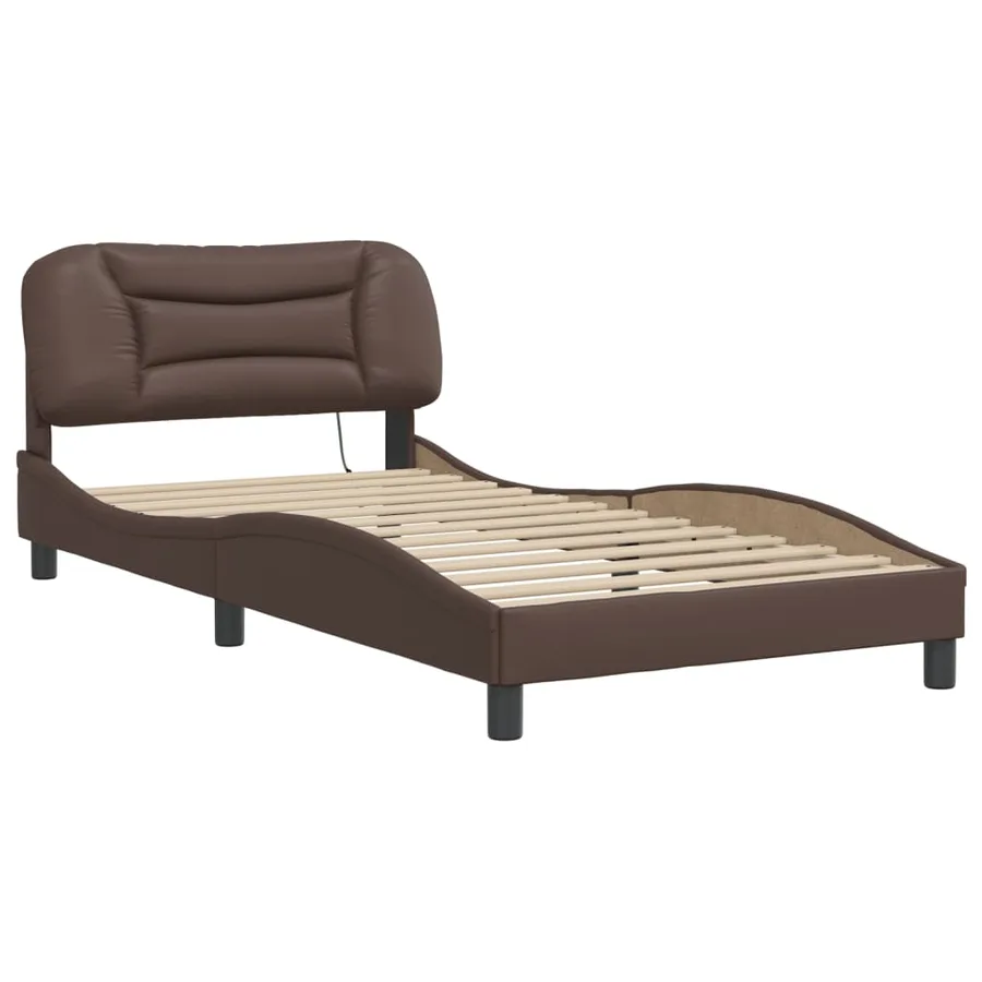 Cadre de lit avec LED sans matelas Hvar marron 100x200 cm - 3