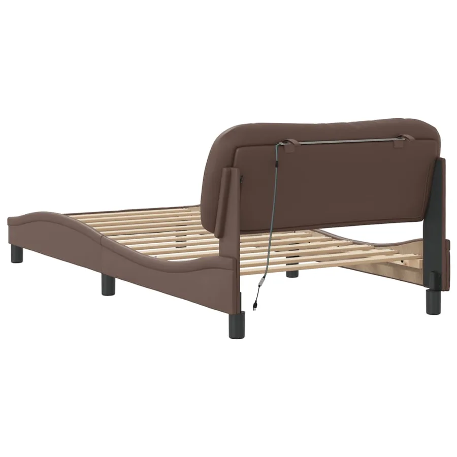 Cadre de lit avec LED sans matelas Hvar marron 100x200 cm - 9