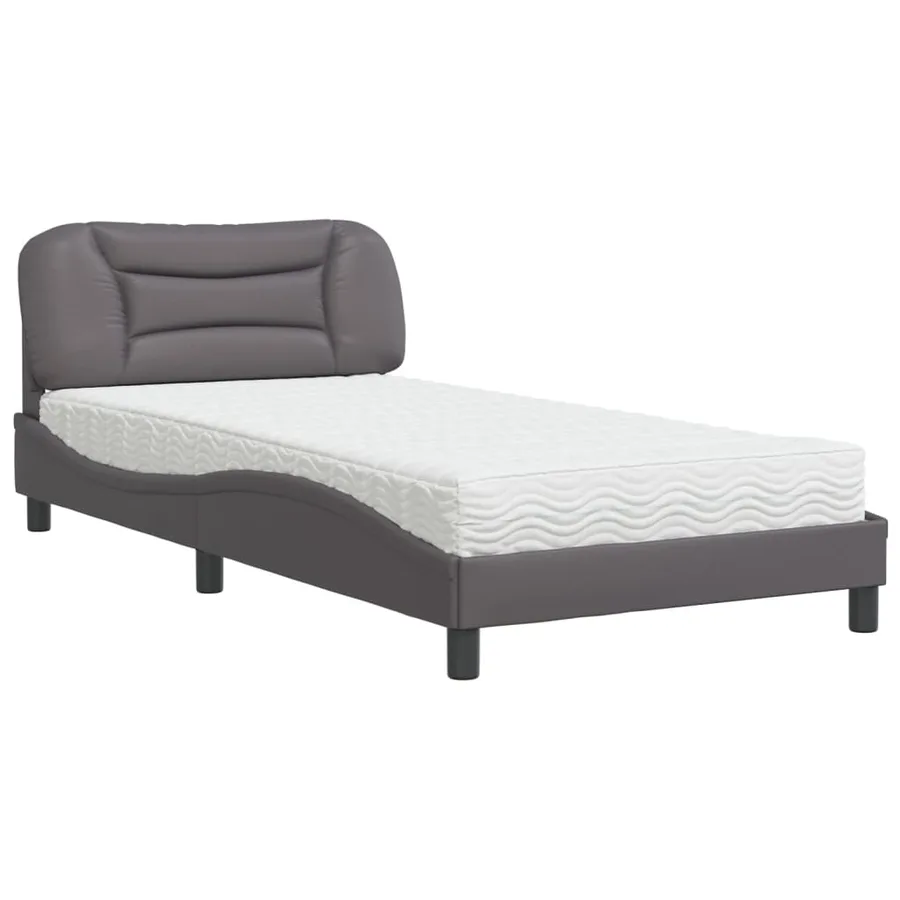 Lit avec matelas Hvar gris 100x200 cm similicuir - 2