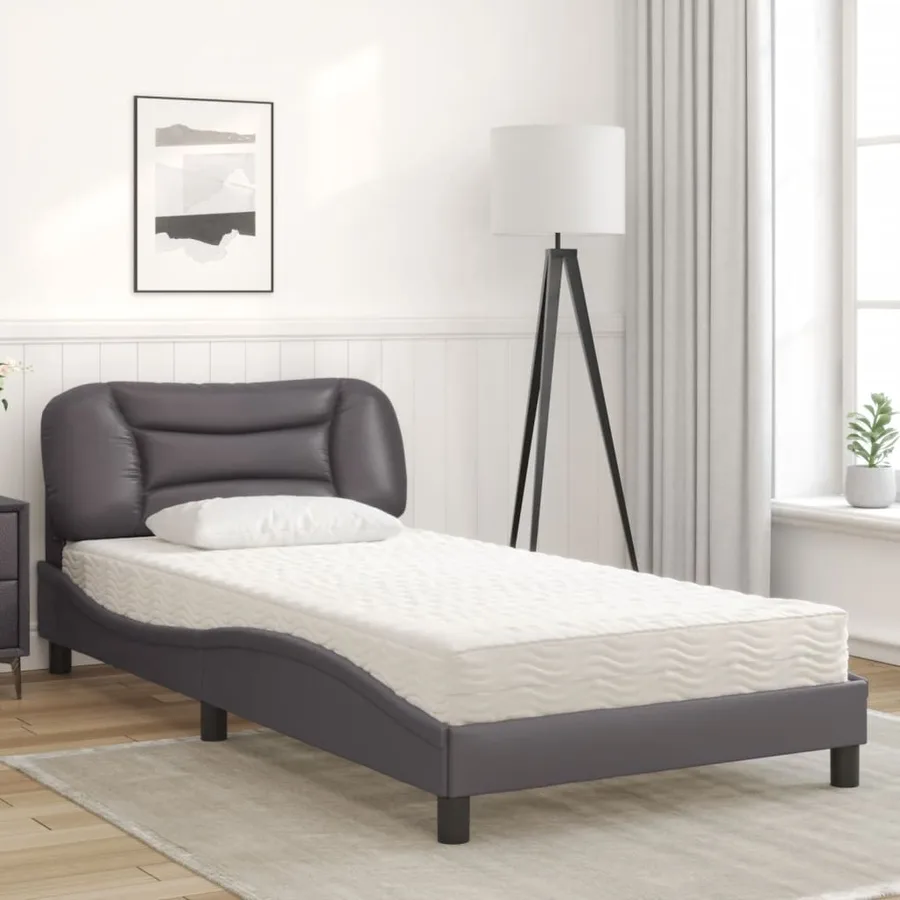 Lit avec matelas Hvar gris 100x200 cm similicuir - 3
