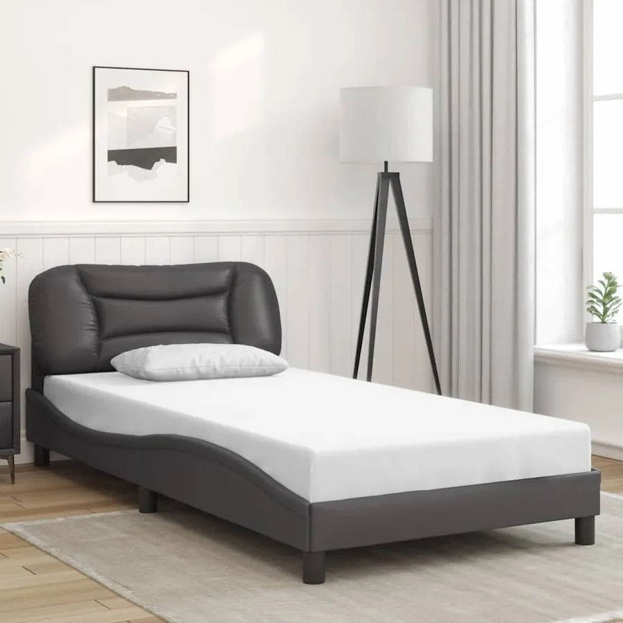 Cadre de lit sans matelas Hvar gris 100x200 cm similicuir