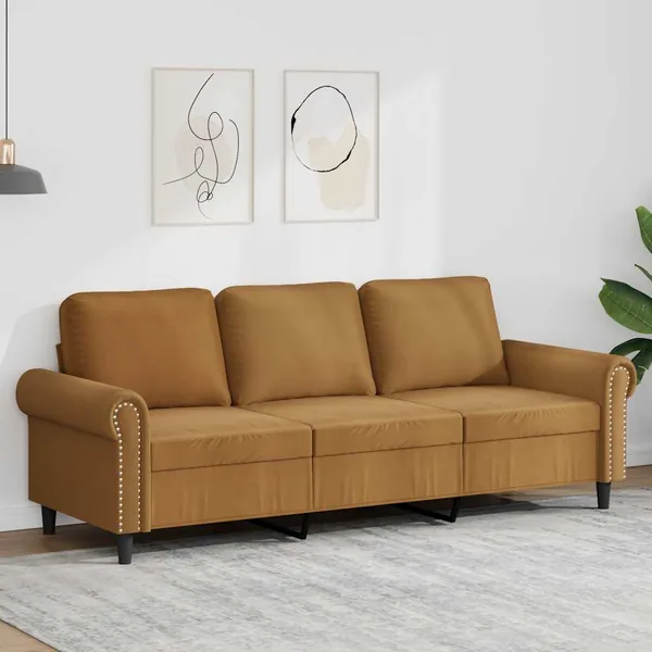 Canapé à 3 places Marron 180 cm Velours