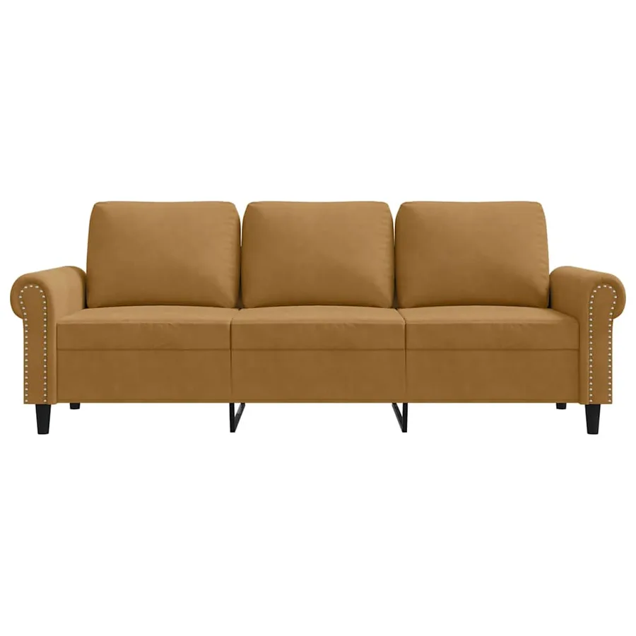 Canapé à 3 places Marron 180 cm Velours - 4