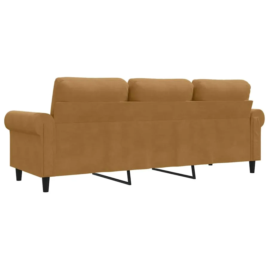 Canapé à 3 places Marron 180 cm Velours - 6