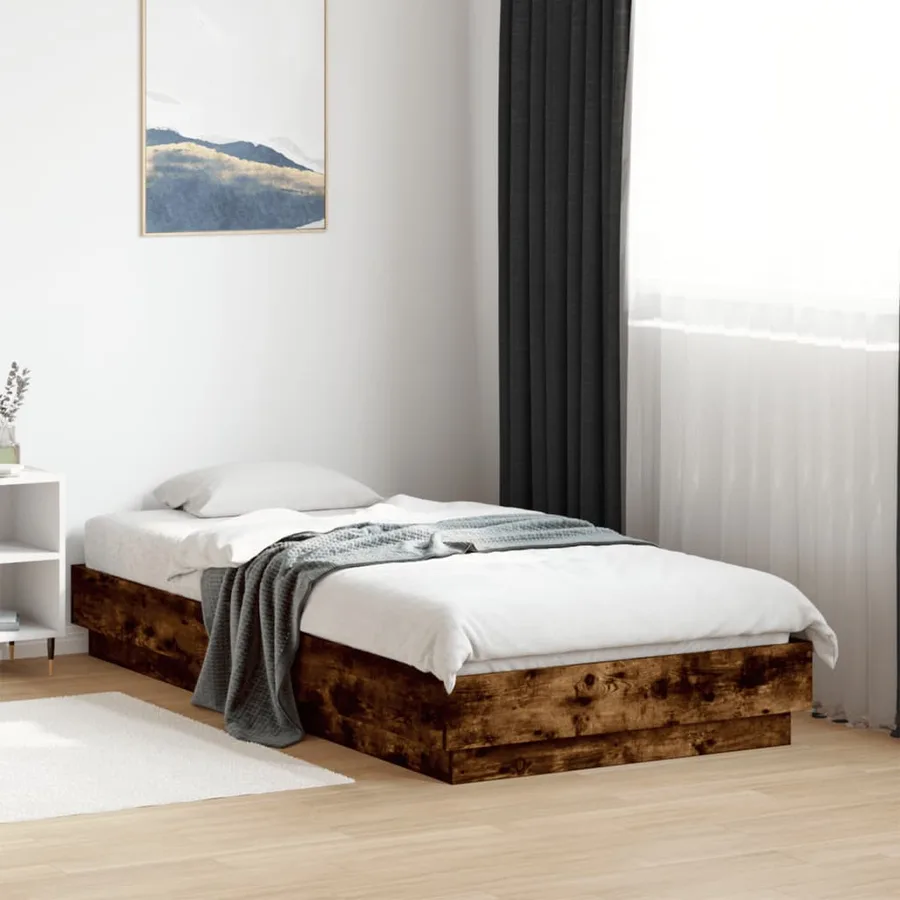 Cadre de lit sans matelas avec lumières LED chêne fumé 90x190cm - 4