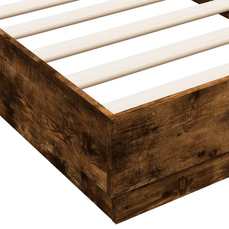 Cadre de lit sans matelas avec lumières LED chêne fumé 90x190cm - 9