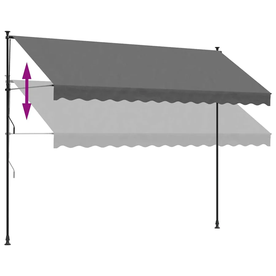 Auvent rétractable anthracite 350x150 m tissu et acier - 9