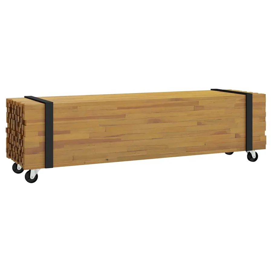 Meuble TV Marron 110 x 30 x 30 cm Bois de teck massif - 2