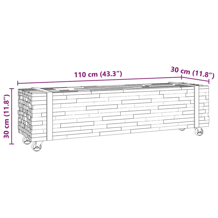Meuble TV Marron 110 x 30 x 30 cm Bois de teck massif - 8