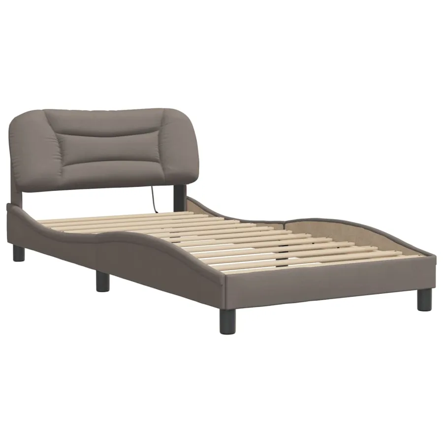 Cadre de lit avec LED sans matelas Hvar taupe 100x200 cm tissu - 3