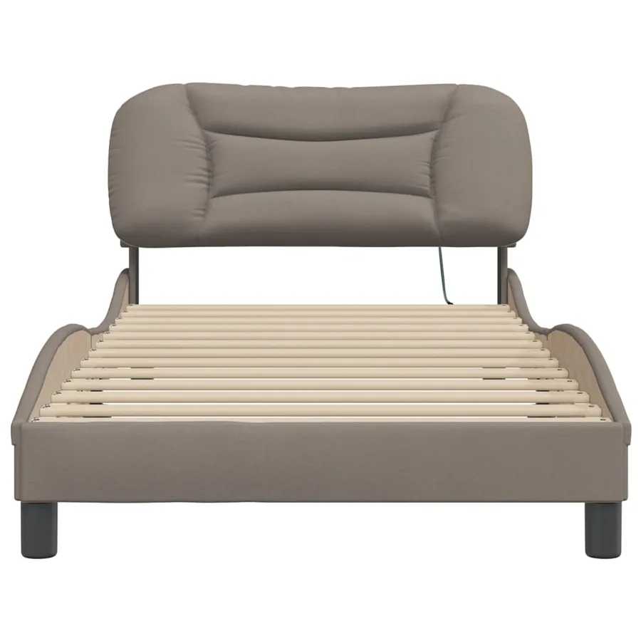 Cadre de lit avec LED sans matelas Hvar taupe 100x200 cm tissu - 6