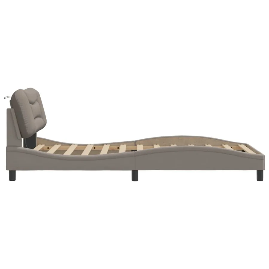 Cadre de lit avec LED sans matelas Hvar taupe 100x200 cm tissu - 8