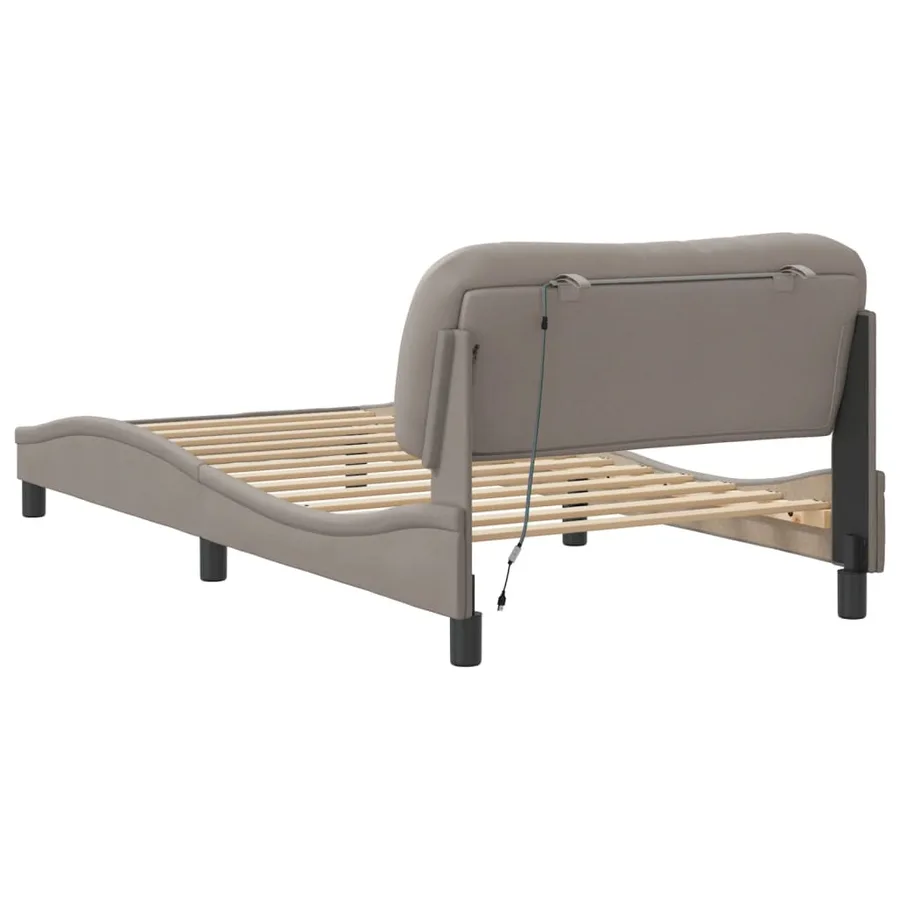 Cadre de lit avec LED sans matelas Hvar taupe 100x200 cm tissu - 9