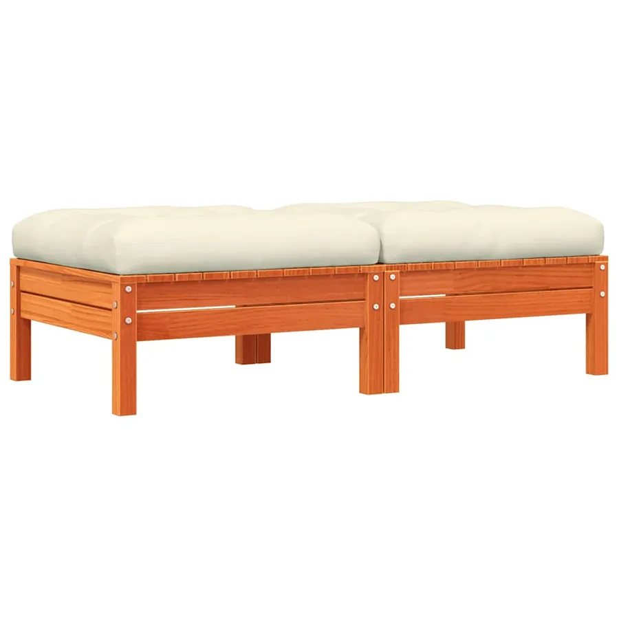 Repose-pieds de jardin avec coussins 2 pcs bois massif pin - 2