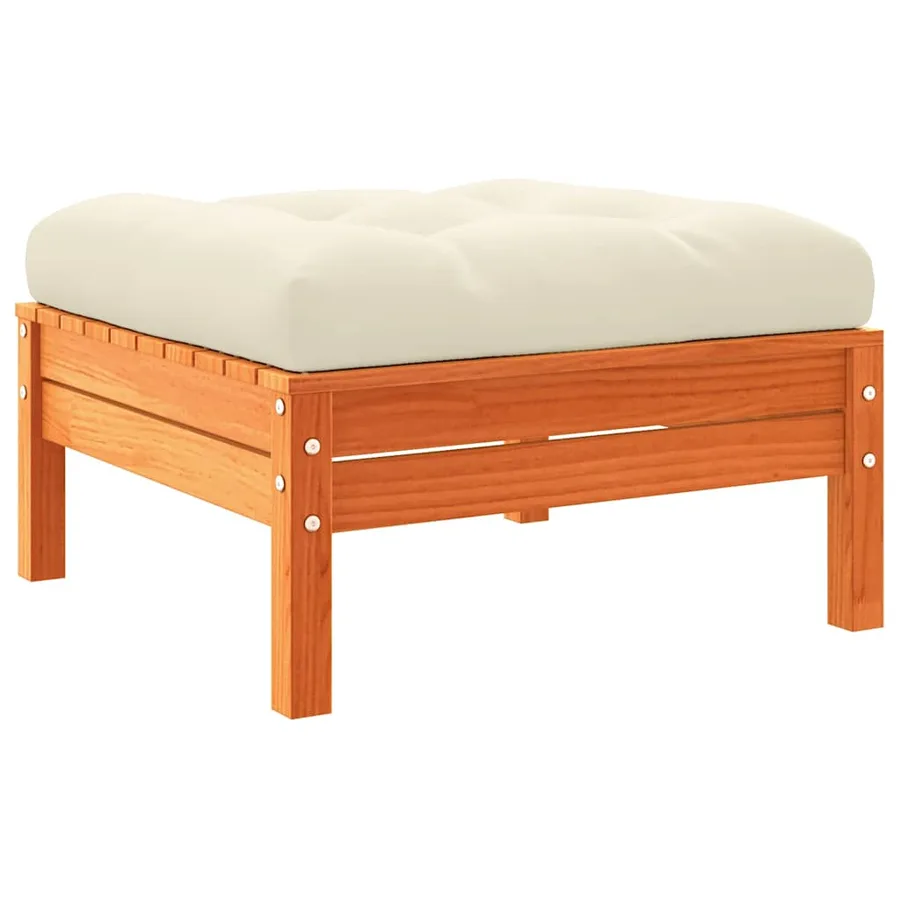 Repose-pieds de jardin avec coussins 2 pcs bois massif pin - 5