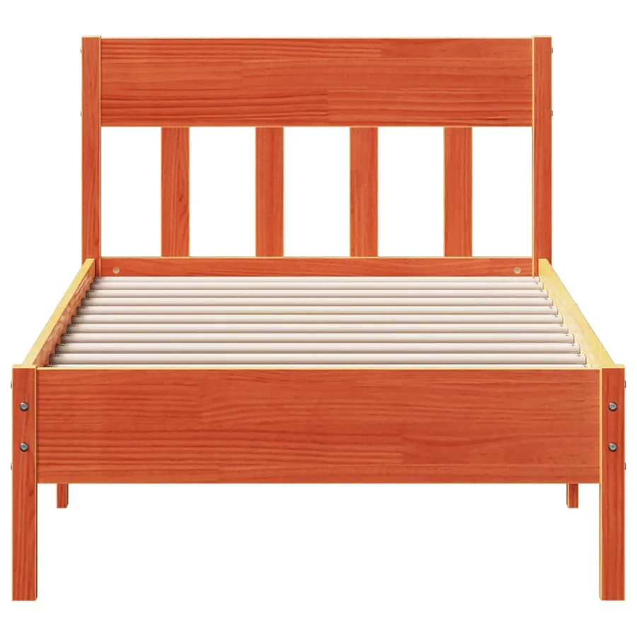 Cadre de lit sans matelas cire marron 100x200cm bois pin massif - 4