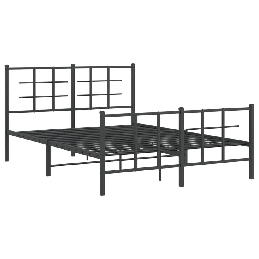 Cadre de lit métal sans matelas avec pied de lit noir 135x190cm - 3