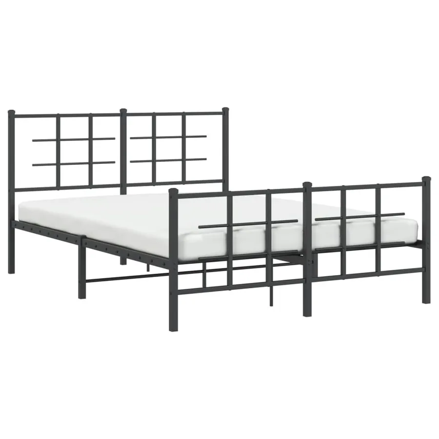 Cadre de lit métal sans matelas avec pied de lit noir 135x190cm - 4