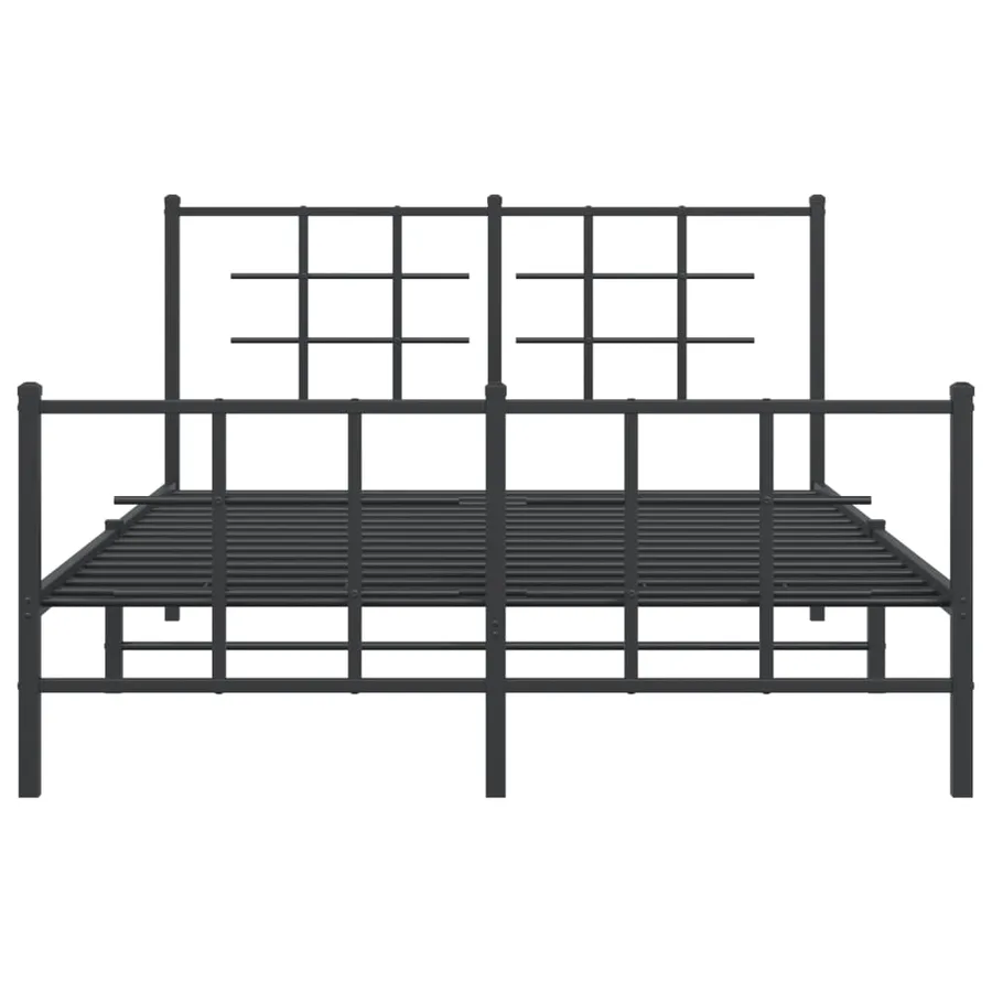 Cadre de lit métal sans matelas avec pied de lit noir 135x190cm - 5