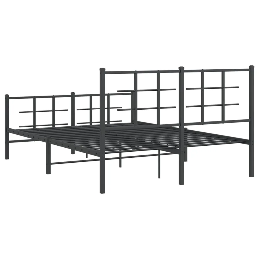 Cadre de lit métal sans matelas avec pied de lit noir 135x190cm - 7