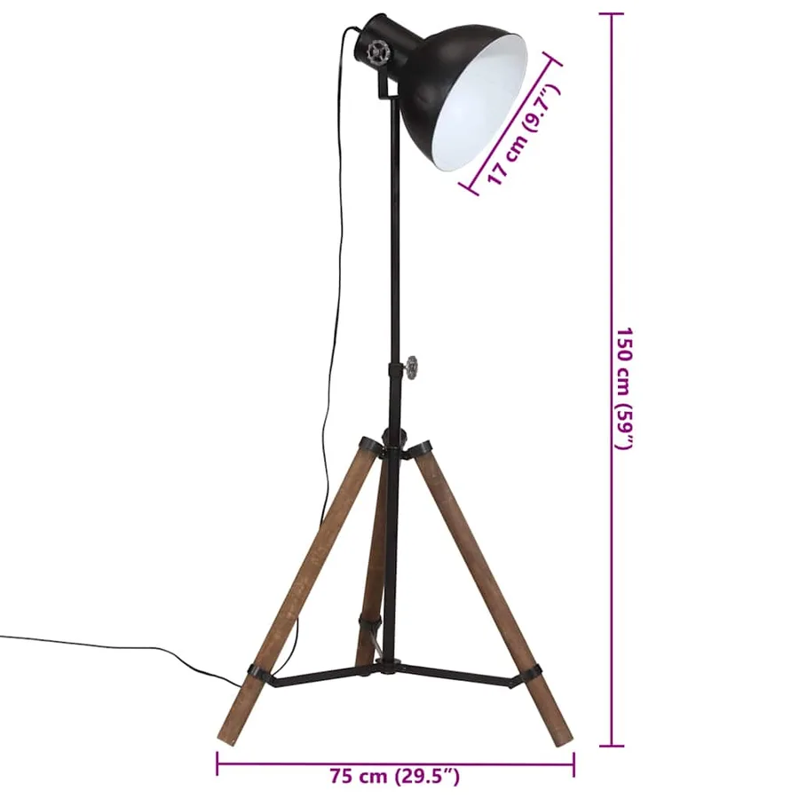 Lampadaire 25 W noir 75x75x90-150 cm E27 - 11