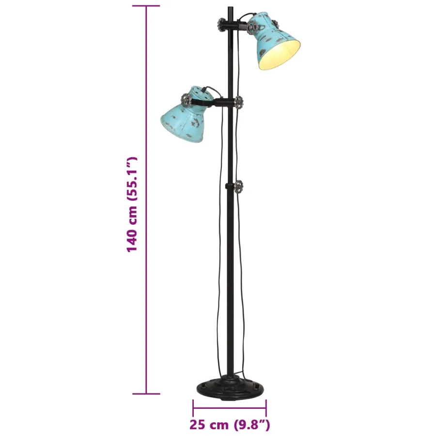Lampadaire 25 W bleu délavé 25x25x90/140 cm E27 - 11