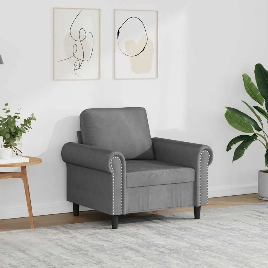 Fauteuil Gris foncé 60 cm Velours