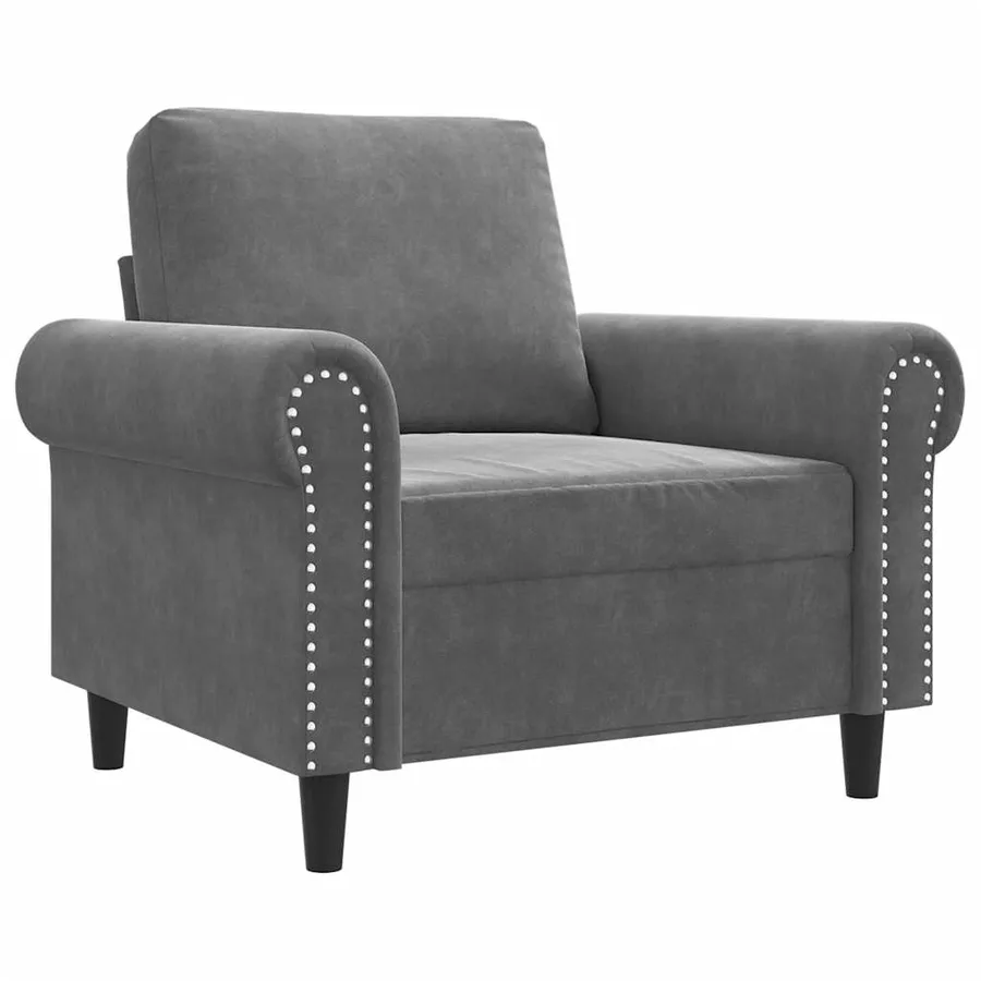 Fauteuil Gris foncé 60 cm Velours - 2