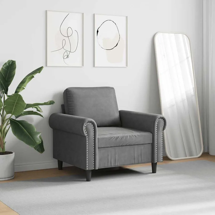 Fauteuil Gris foncé 60 cm Velours - 3