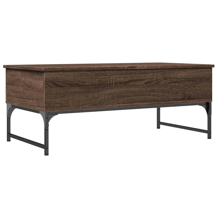 Table basse chêne marron 100x50x40cm bois d'ingénierie et métal - 7