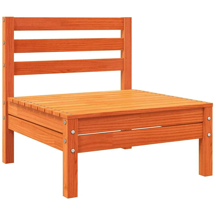 Canapé jardin sans accoudoirs coussins cire marron massif pin - 4