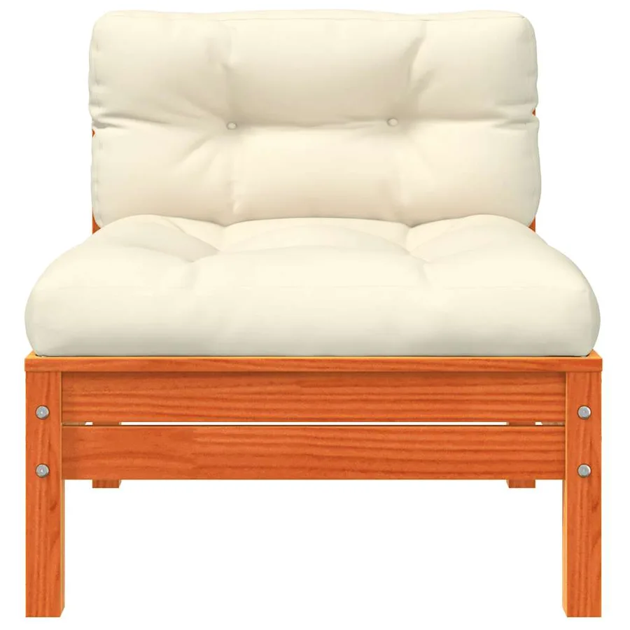 Canapé jardin sans accoudoirs coussins cire marron massif pin - 5
