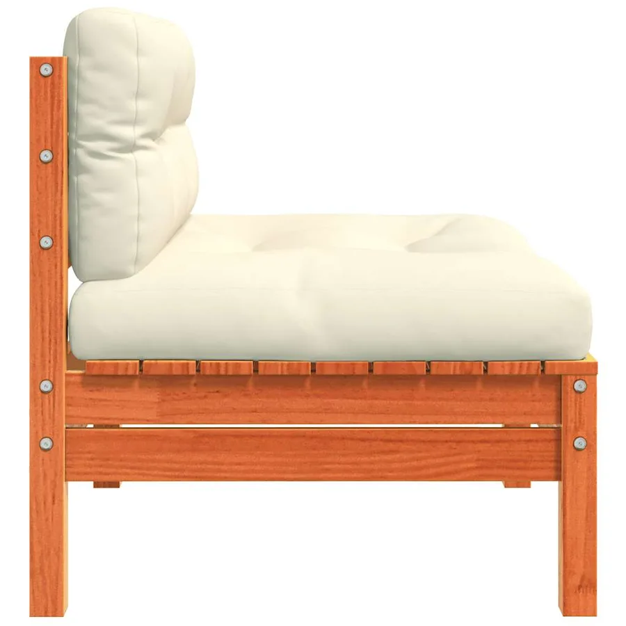 Canapé jardin sans accoudoirs coussins cire marron massif pin - 6